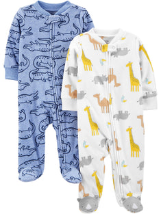 Simple Joys by Carter's Baby Boys' Fleece Footed Sleep and Play, Pack of 2 0-3 Moths