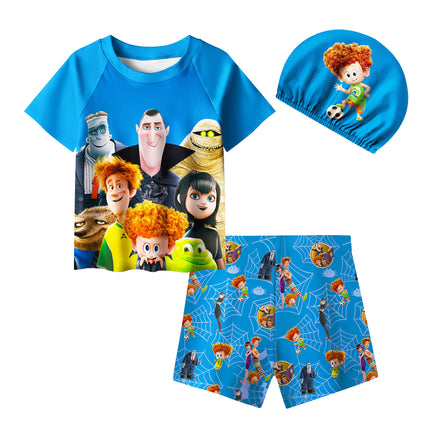 Boys Cartoon Shirt Long Shirts and Pants Sets Vampire Famliy Monster Hotel Character Home Casual Wear for Kids 2-12 Years