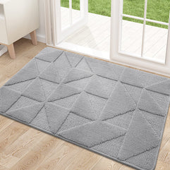 OLANLY Door Mats Indoor, Non-Slip, Absorbent, Dirt Resist, Entrance Washable Mat, Low-Profile Inside Entry Doormat for Entryway (20x32 inches, Grey)