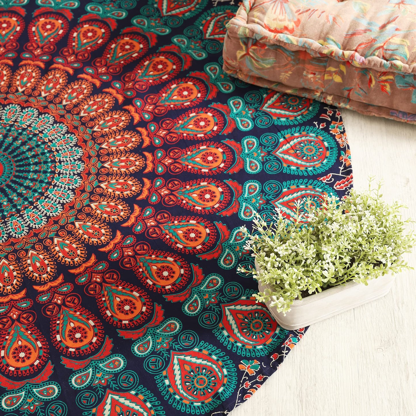 Popular Handicrafts Round tapestry Indian Mandala Round Roundie Beach Throw Tapestry wall hanging Hippy Boho Gypsy Cotton Tablecloth, Round Yoga Sheet 50"