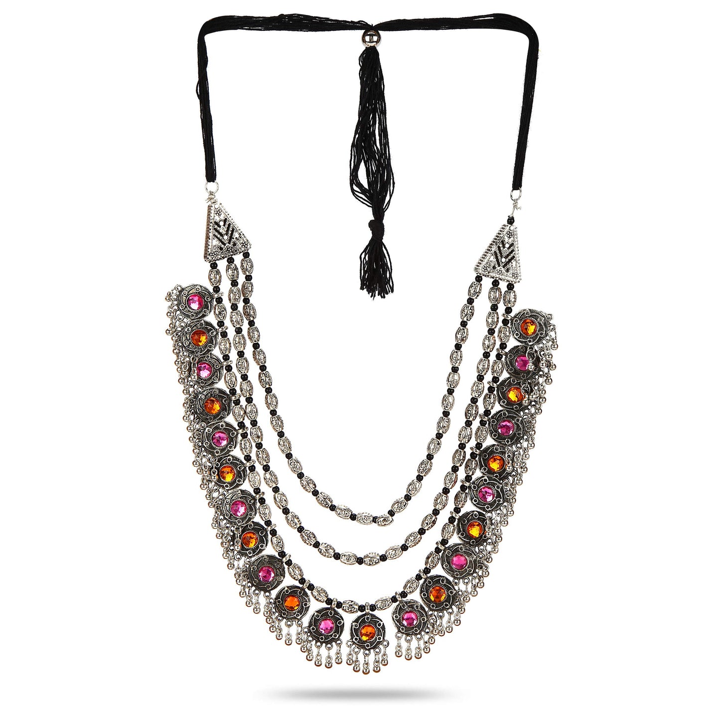 YouBella Afghani Tribal Jewellery Jewellery Set for Women (Multi-colour) (YBNK_5779)