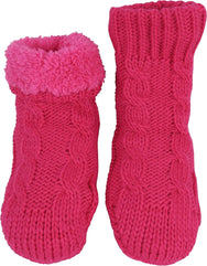 N'Ice Caps Girls Sherpa Lined Cable Knit Home Sock with Non-Skid Gripper Soles