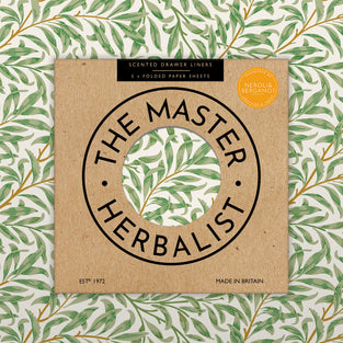 The Master Herbalist NEROLI & BERGAMOT Scented Drawer Liners in a WILLIAM MORRIS Design (FOLDED) | Pack of 5 Sheets | Contains Essential Oils
