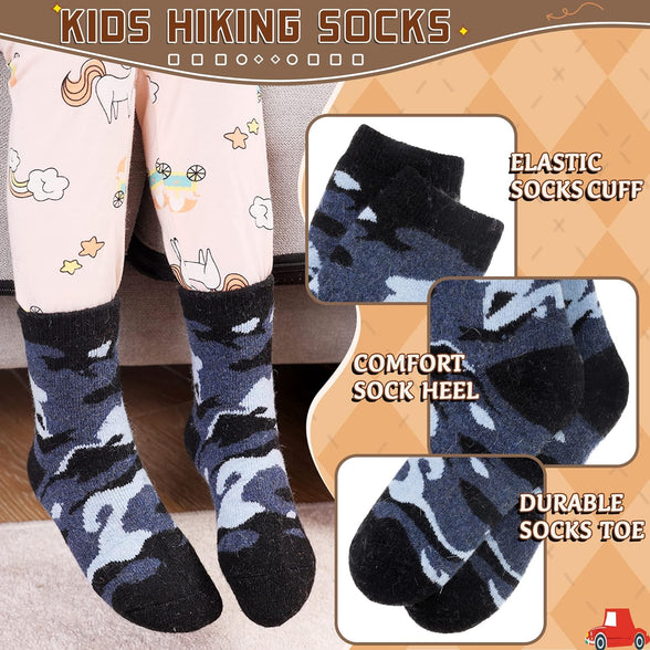 Kids Boys Girls Slipper Socks Warm Thick Fuzzy Fleece Lined Winter Cartoon Thermal Anti-Slip Soft Children's Home Floor Socks