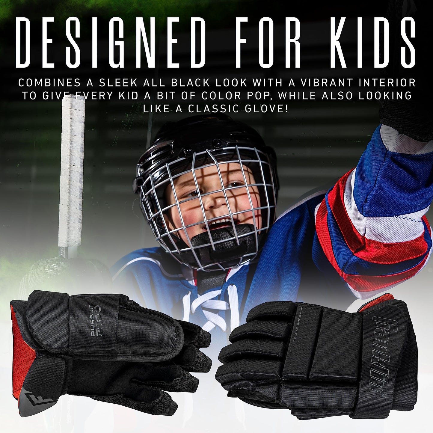 Franklin Sports Ice Hockey Gloves - 10" Youth Gloves - Thumb Lock System - Flexible Full Motion Cuff - Perfect for Kids!