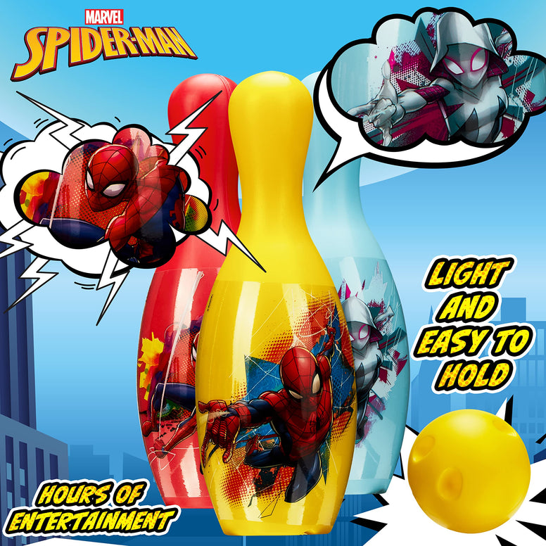 Marvel Spiderman Bowling Set Kids 1 Ball 6 Pins Skittles Game for Kids Summer Garden Toys Indoor Outdoor Games Bowling Game Party Birthday Spiderman Gifts for Boys (Multi Spiderman)