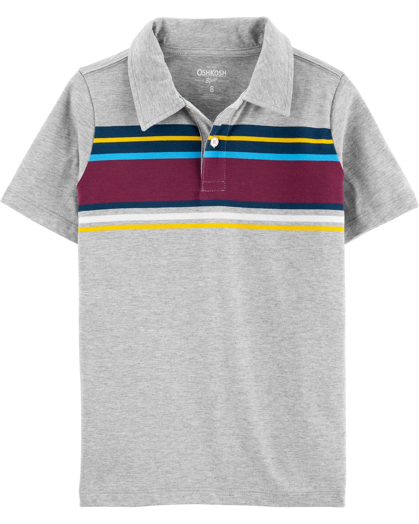 Osh Kosh Boys' Short-Sleeve Polo Shirt, Grey Heather, 5