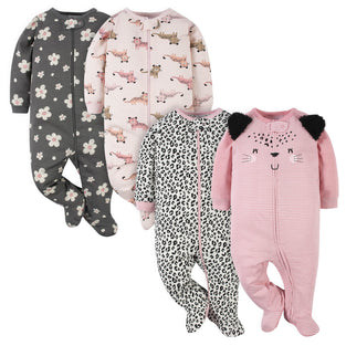 Gerber baby-girls 4 Pack Sleep 'N Play Footie (3-6 Months)