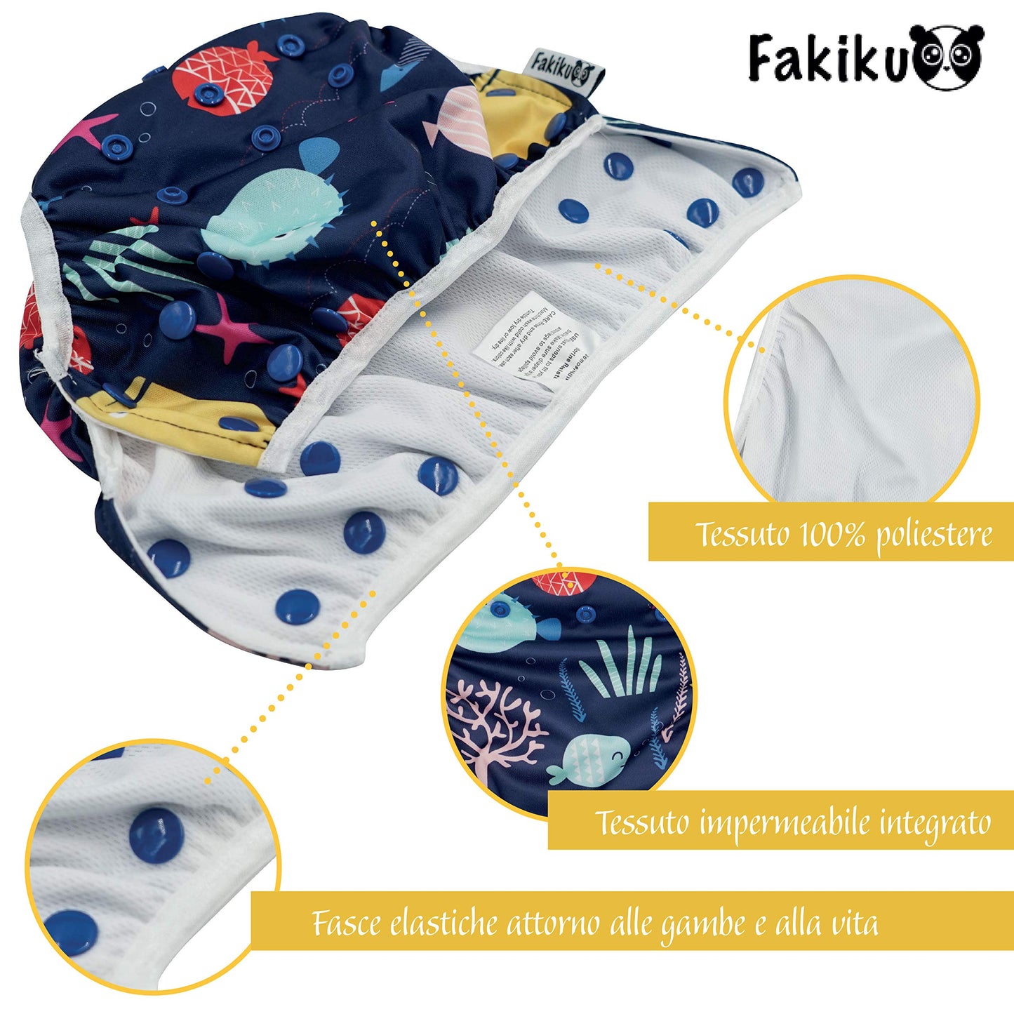 Fakiku Swim Baby Diapers Reusable - Washable Nappies Newborn for Child 0-3 Years Old - Adjustable Swimsuit Pool Kids Set Sea Ideal Swimming for Swim Lessons Swimwear Suit Pack of 2