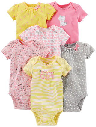 Simple Joys by Carter's Baby Girls' Short-Sleeve Bodysuit, Pack of 6 ( 3-6 Months )