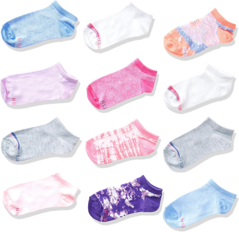 Hanes girls Socks, Girls No Show Socks, Ez Sort Fashion No Show Socks for Girls, Assorted Girls' Low-cut Socks, 12-pair Pack Socks (pack of 12)