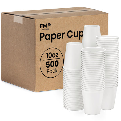 Fit Meal Prep 500 Pack 10 oz Disposable Paper Coffee Cups, Premium White Hot Cups for Hot/Cold Beverage, Durable Thickened Paper Cup Bulk for Party, Office, Bussines, Home, Bistros, Events