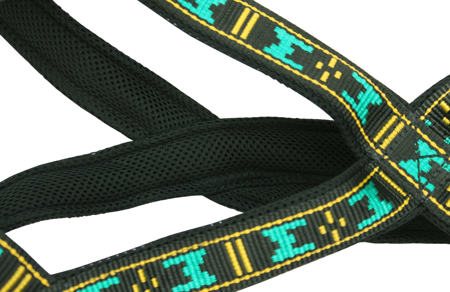 Weight Pulling Sledding Dog Harness X-back Style Medium, Black/Green, 19.5" Neck Circumference