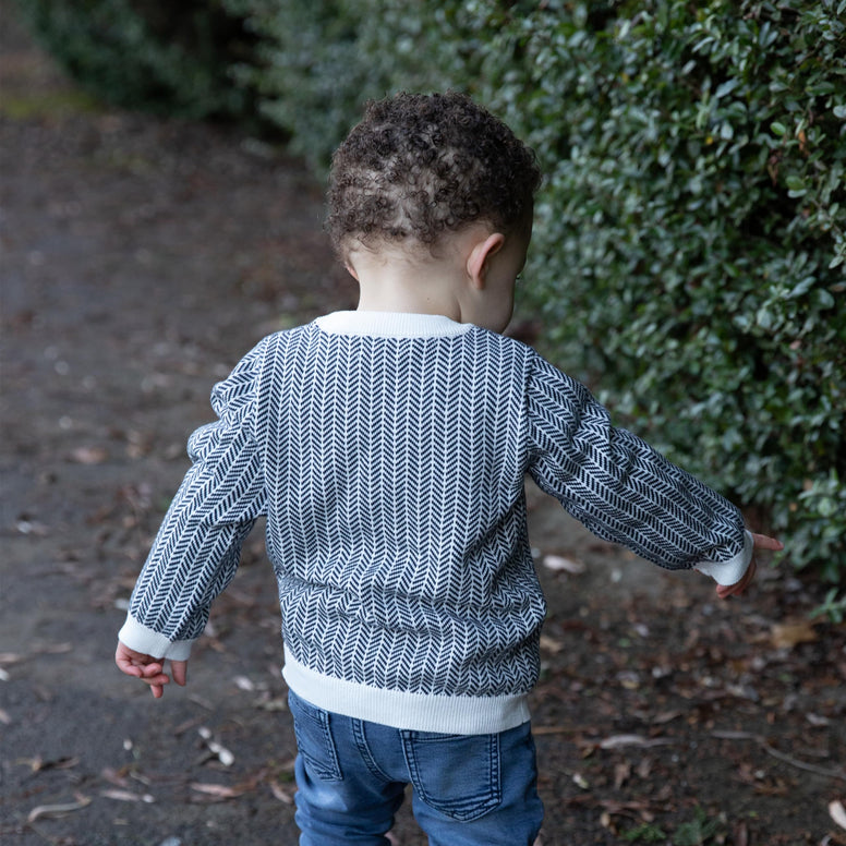 Black & White Sweater for Baby & Toddler Boys | 100% Cotton | Designed in Australia | Perfect for Fall & Winter | 6-12 Mths