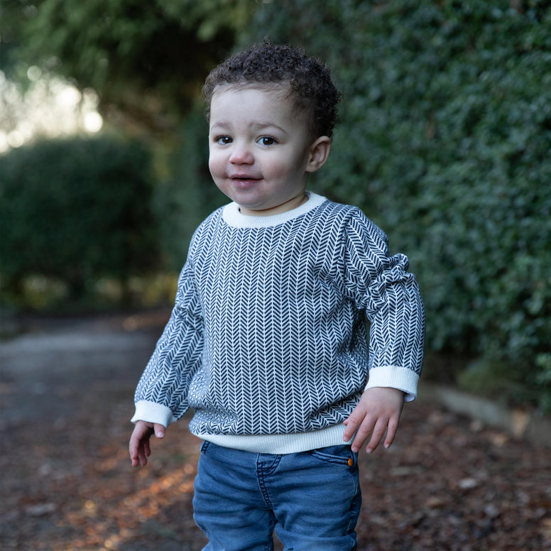 Black & White Sweater for Baby & Toddler Boys | 100% Cotton | Designed in Australia | Perfect for Fall & Winter | 6-12 Mths