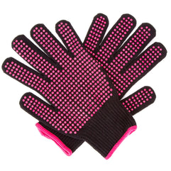 Radiant Complex 2 Piece Heat Resistant Gloves with Silicone Bumps, Professional Heat Proof Glove Mitts for Hair Styling, Curling Iron, Wand Flat Iron, Hot-Air Brushes, Universal Fit Size