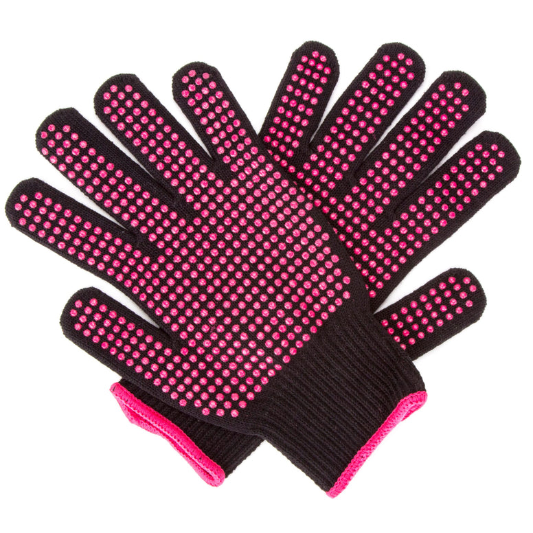 Radiant Complex 2 Piece Heat Resistant Gloves with Silicone Bumps, Professional Heat Proof Glove Mitts for Hair Styling, Curling Iron, Wand Flat Iron, Hot-Air Brushes, Universal Fit Size