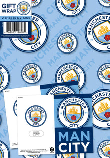Manchester City Football Club Gift Wrapping Paper 2 Sheets 2 Tags