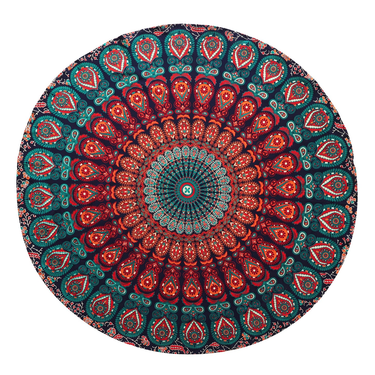 Popular Handicrafts Round tapestry Indian Mandala Round Roundie Beach Throw Tapestry wall hanging Hippy Boho Gypsy Cotton Tablecloth, Round Yoga Sheet 50"