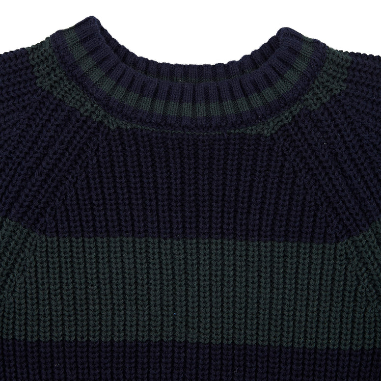 Australian-Designed Green & Blue Stripe Cotton Sweater for Toddler Boys (3-6 Months)