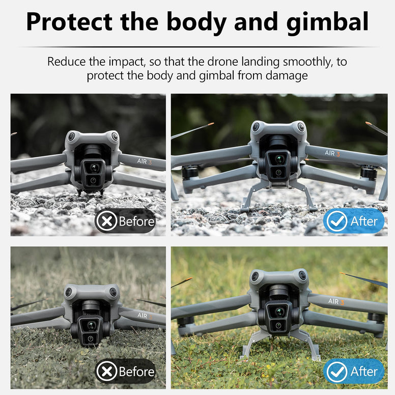 معدات الهبوط ل DJI Air 3 ، مجموعة تمديد ارتفاع الساق الممتد قابلة للطي ل DJI Air 3 Fly المزيد من ملحقات الطائرات بدون طيار (رمادي)