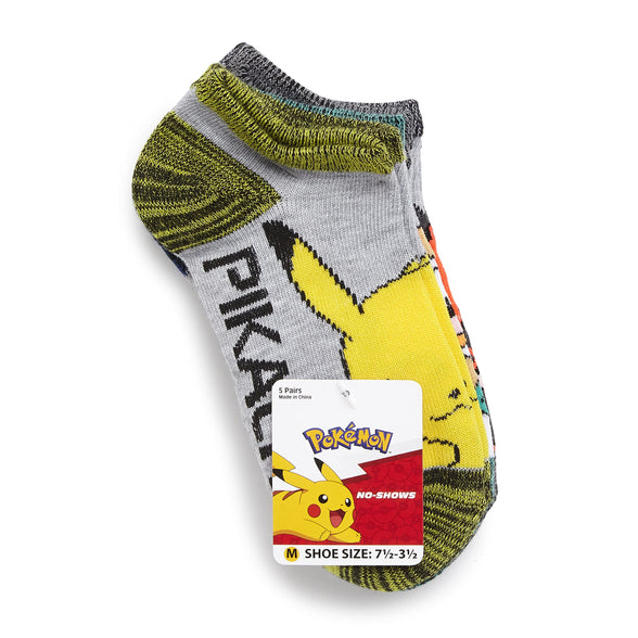Pokemon Boys' 5-Pack No Show Socks