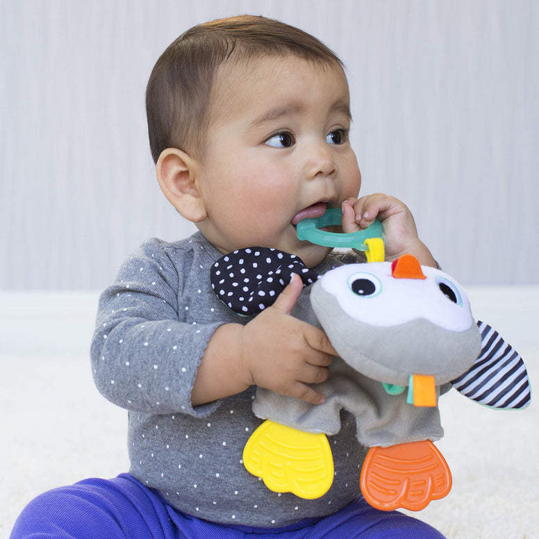Infantino Cuddly Teether Penguin For Sensory Exploration - Silicone Teether, Teething Relief