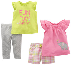 Simple Joys by Carter's Baby Girls' 4-Piece Playwear Set (0-3 Months)