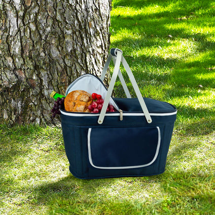 Picnic at Ascot Patented Collapsible Insulated Picnic Basket Equipped with Service For 4- Designed and Assembled in USA