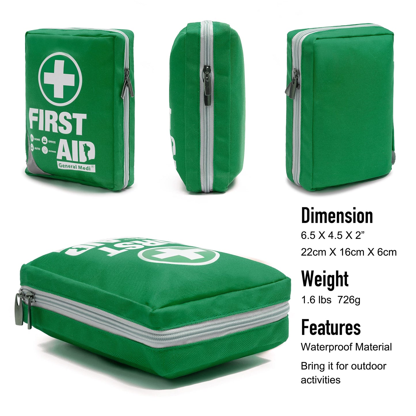 First Aid Kit -Compact First Aid Bag(175 Piece) - Reflective Bag Design- Includes 2 x Eyewash,Instant Cold Pack,Emergency Blanket for Home, Office, Vehicle,Camping, Workplace & Outdoor