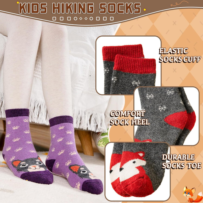 Kids Boys Girls Slipper Socks Warm Thick Fuzzy Fleece Lined Winter Cartoon Thermal Anti-Slip Soft Children's Home Floor Socks