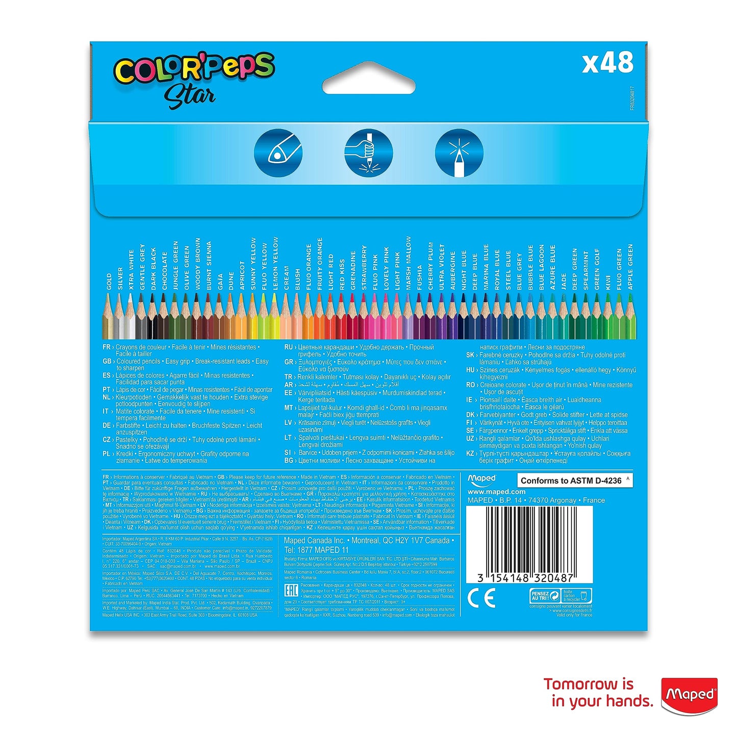 Maped Color'Peps Triangular Colored Pencils Pack Of 48
