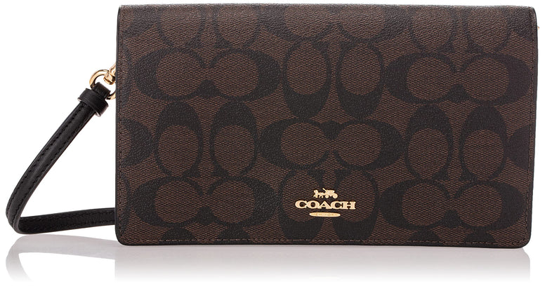 COACH womens Anna Foldover Crossbody Clutch In Signature Canvas