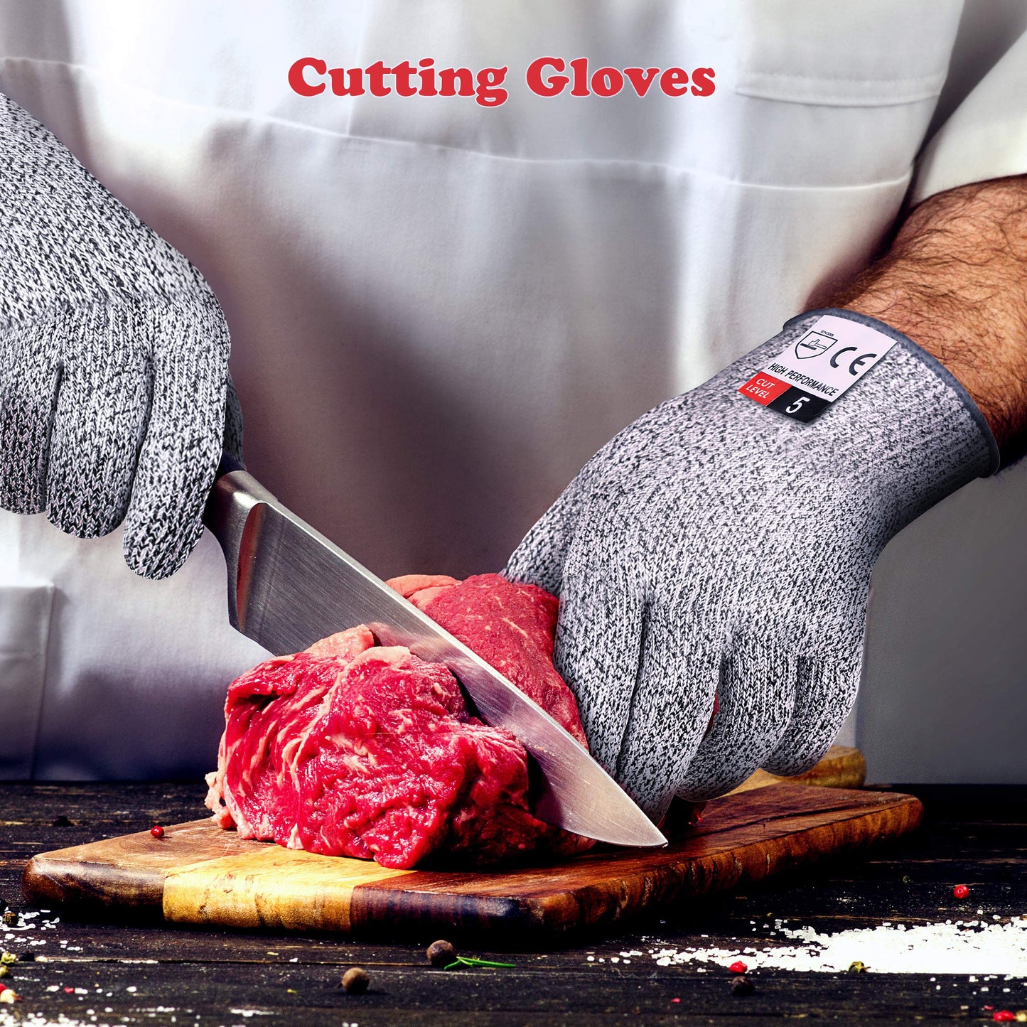 Apaffa Cut Resistant Gloves High Performance Level 5 Protection for Kitchen, Premium Durable Safety Anti Cutting Gloves for Mandolin Slicing, Meat Cutting,Wood Carving,1 Pair