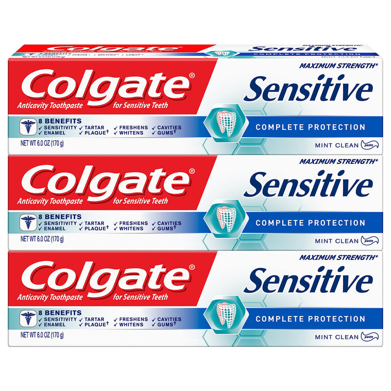 Colgate Sensitive Toothpaste, Complete Protection, Mint - 6 Ounce (Pack of 3)