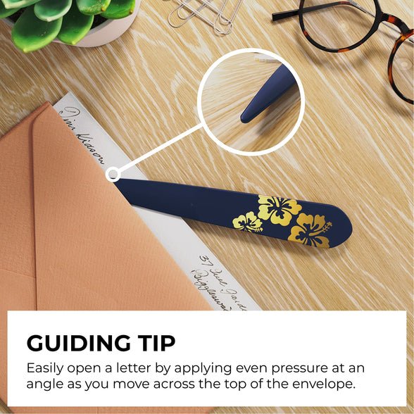 Uncommon Desks Letter Opener - 3 Pack Plastic Letter Opener with Trendy Designs, Safe Plastic Edge, Wide Ergonomic Handle for Comfort and Grip