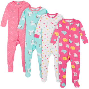 Gerber baby-girls 4-pack Footed Pajamas Baby and Toddler Sleepers(0-3M)