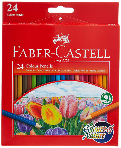 Faber-Castell COLOURS OF NATURE COLOUR PENCILS 24 COLOUR IN A CARDBOARD BOX,Assorted designs, 114426