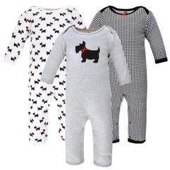 Hudson Baby unisex-baby Hudson Baby Unisex Baby Cotton Coveralls, Scottie Dog Rompers (3-6 Months)