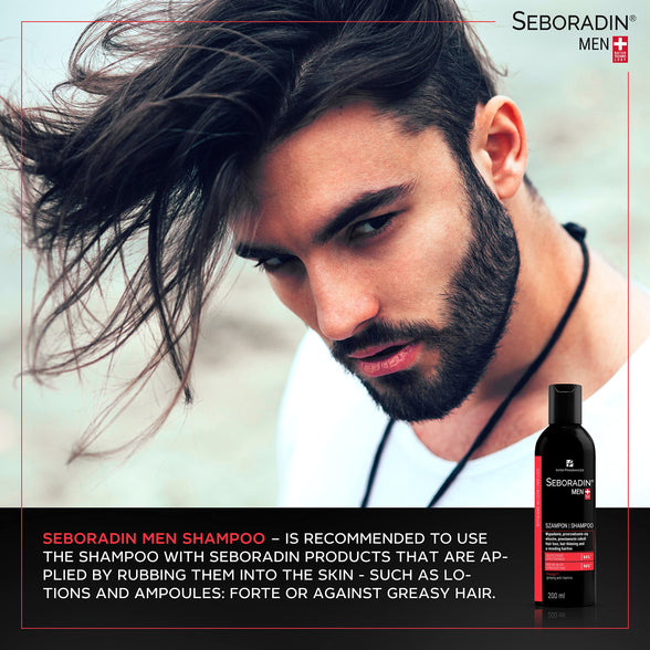 Seboradin Men Hair Shampoo, for Hair Loss, Hair Thinning and Receding Hairline, 200 ml