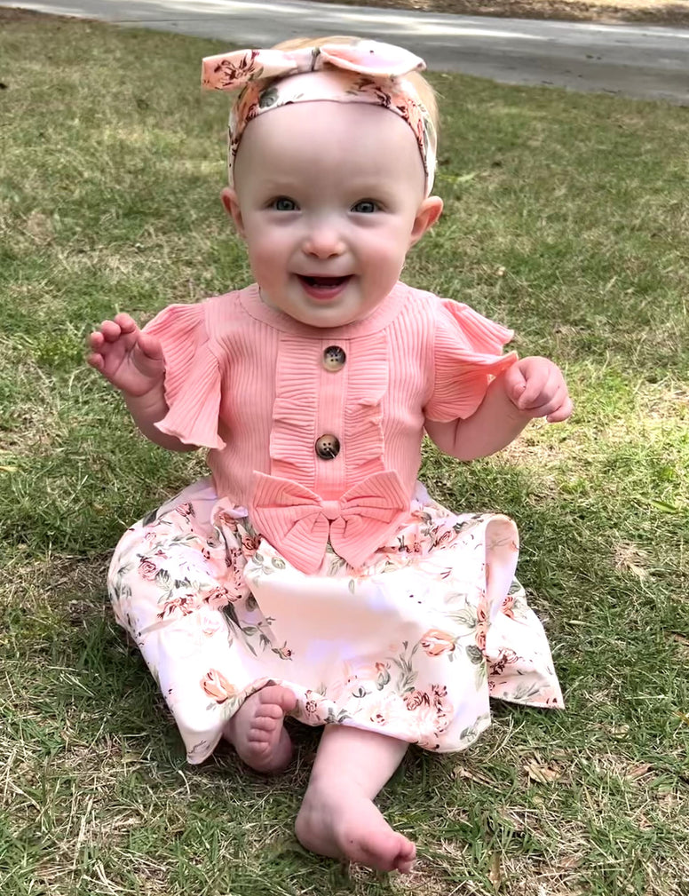 Toddler Baby Girl Dress Floral Ruffle Sleeve Casual Beach Sundress Princess Skirt Clothes Summer Outfits Newborn Dresses(3-6M)