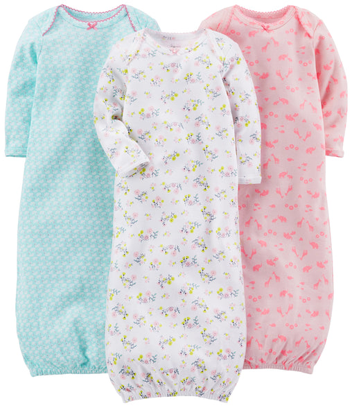 Simple Joys by Carter's Girls' 3-Pack Cotton Sleeper Gown 0-3M