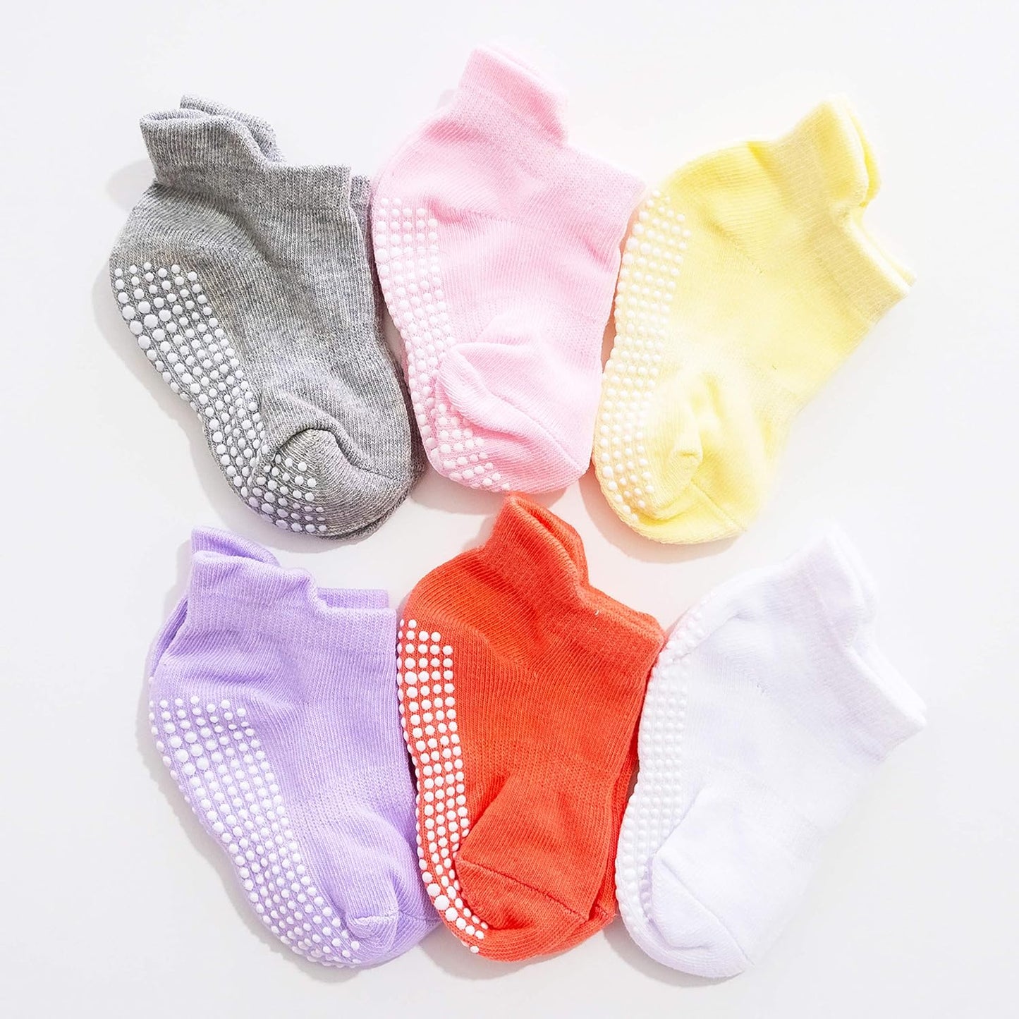 SHOWAY Unisex Kids Non Slip Ankle Socks For Infants 6 Picecs Non Slip Socks (pack of 6)