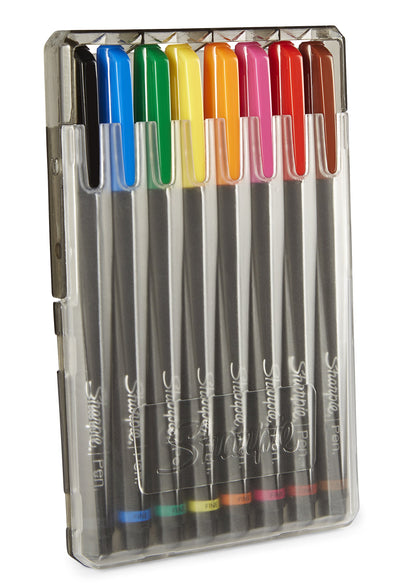 Sharpie Art Pens, Fine Point, Assorted Colors, Hard Case, 8 Pack (1982056)