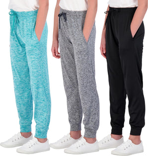 3 Pack: Girls Dry Fit Joggers Soft Girl Jogger Sweatpant Athletic Track Warmup Casual Sweatpants Clothes Sports Kids Clothing Youth Children Sweats Pant Teen Running Pants Leggings -Set 5, M (10/12)