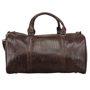 MOUNTHOOD Duffel / Duffle Tote Bag- Premium Quality Long Lasting PU Leather. Travel Weekender/Overnight Duffel luggage Bag, Gym/Sports bag for Men & Women.(Croco Brown)