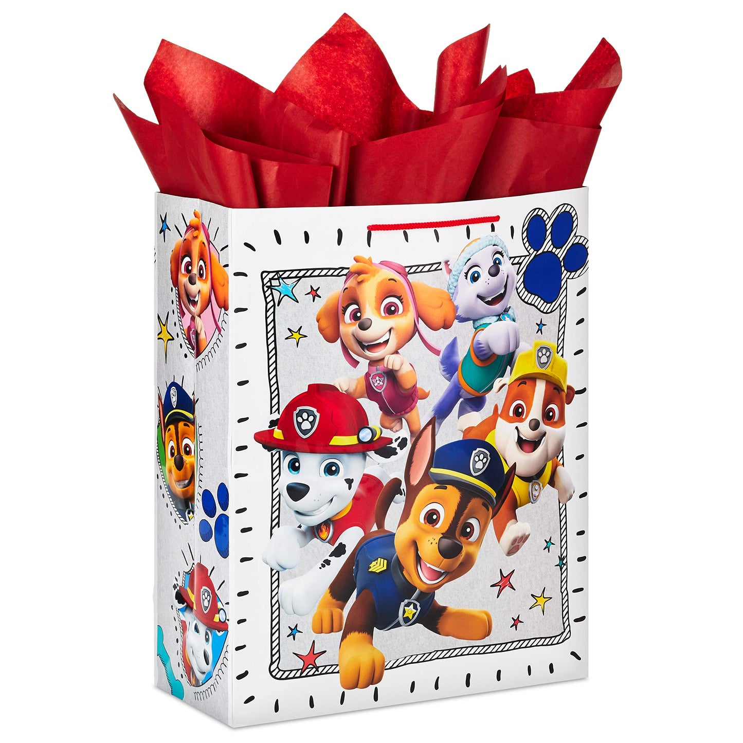 Hallmark 15" Extra Large Paw Patrol Gift Bag with Tissue Paper for Birthdays, Kids Parties, Christmas, Holidays,Red