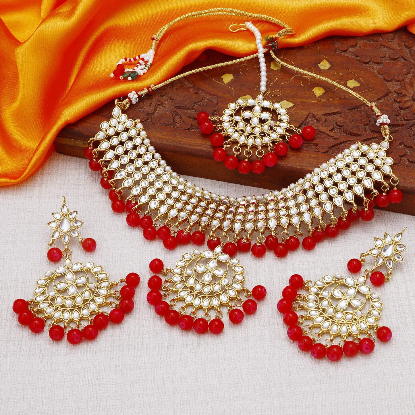 Sukkhi Glorious Kundan Gold Plated Choker Necklace Set for Women (N73542_D1)