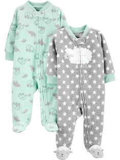Simple Joys by Carter's Unisex Babies' Fleece Footed Sleep and Play, Pack of 2 0-3 Monts