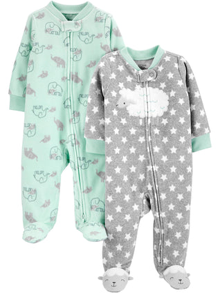 Simple Joys by Carter's Unisex Babies' Fleece Footed Sleep and Play, Pack of 2 (3-6 Months)